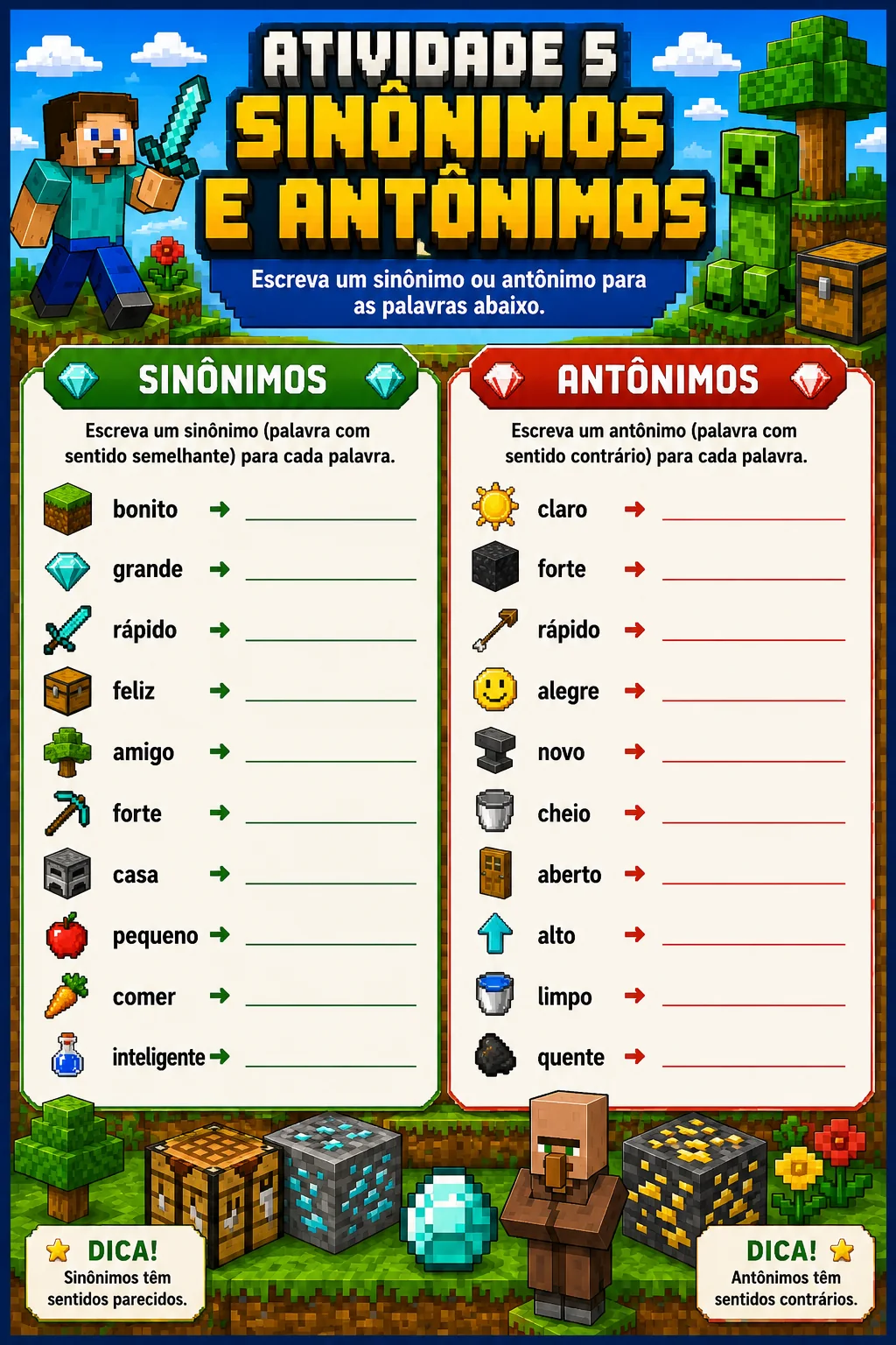 Atividade 5 - sinonimos e antonimos